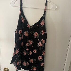 Torrid Black and Pink Rose Top